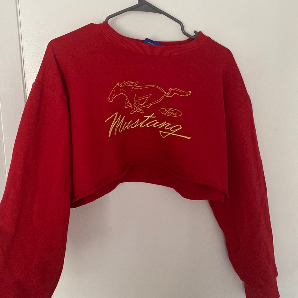 Worn once, red crop sweatshirt.